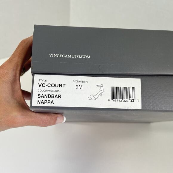 Vince Camuto Court Leather Heels Nude Womens 9 Ankle Strap Stilettos Sandals - Picture 12 of 12